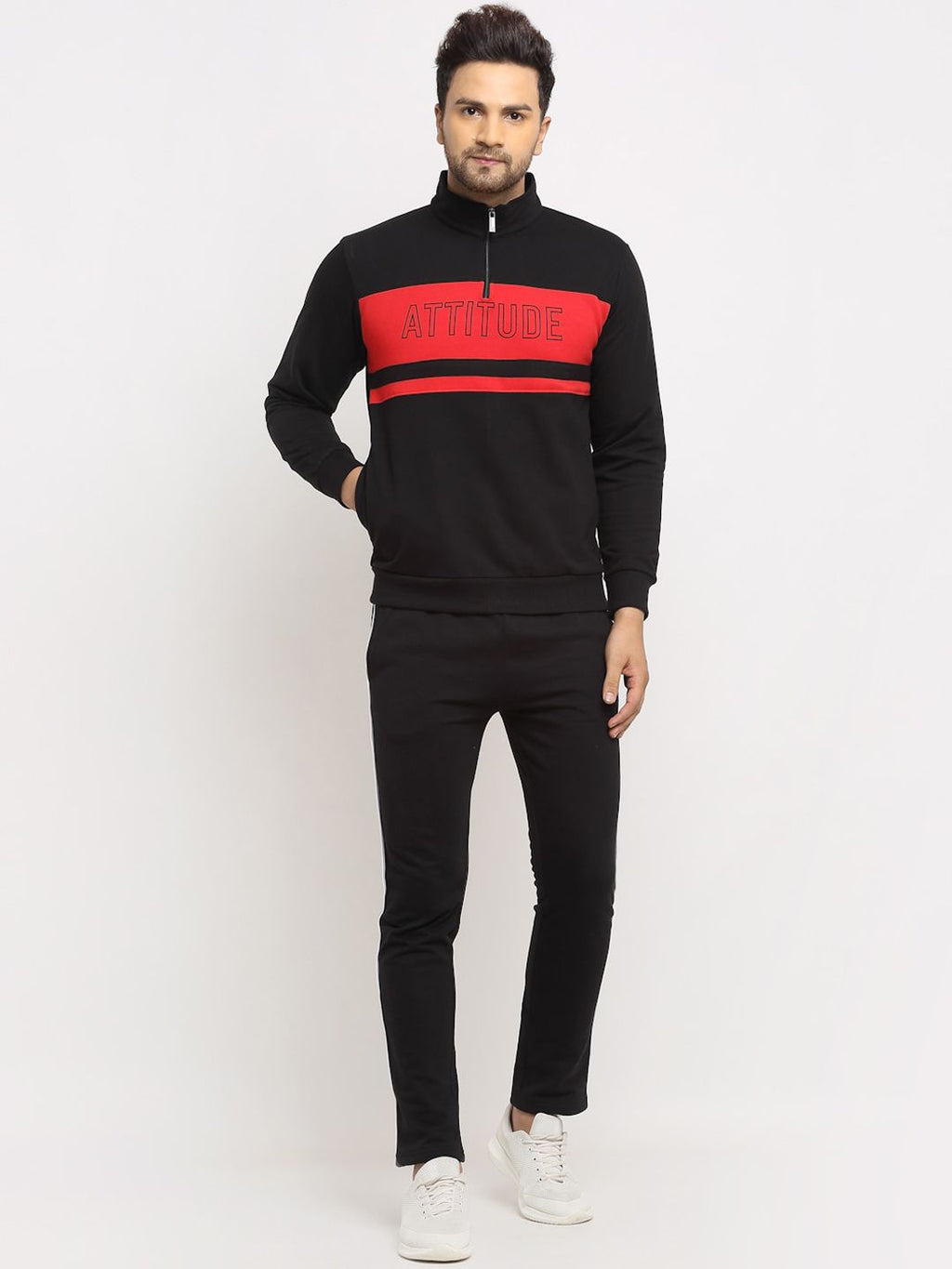  WILD WEST Men Black Colourblocked Winter Tracksuit