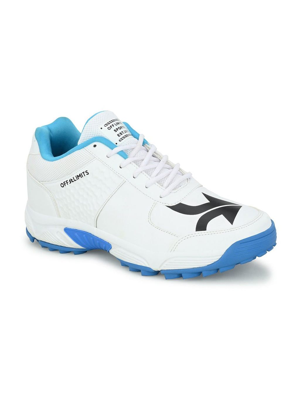  OFF LIMITS Men White & Blue Cricket Non-Marking Shoes