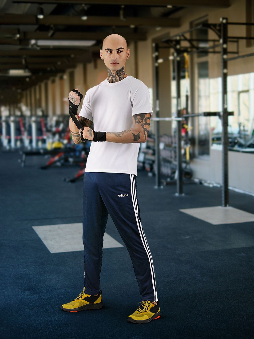  ADIDAS Men Navy Blue Essentials Classics Solid Sustainable Track Pants