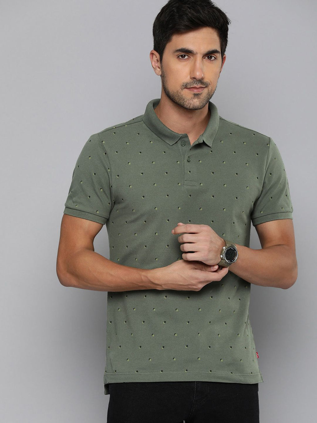  Levis Geometric Printed Polo Collar T-shirt