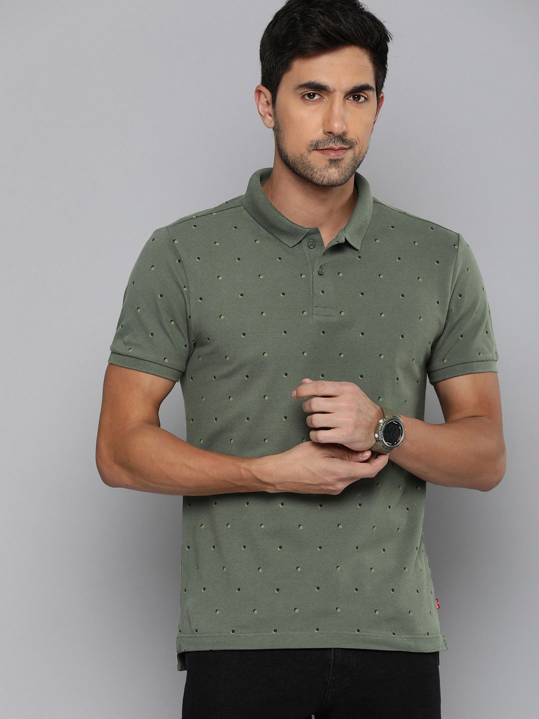  Levis Geometric Printed Polo Collar T-shirt
