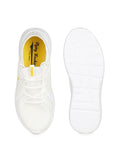  Flying Machine Men Lace-Up Mid-Top Off White Mesh Walking Shoes