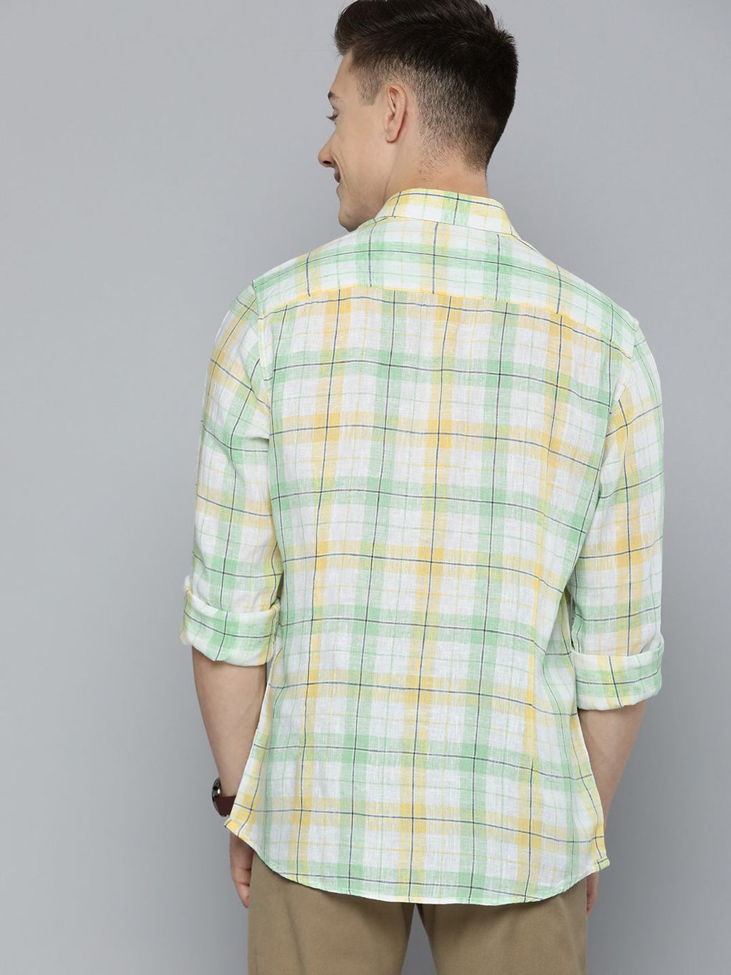  Mast & Harbour Men Lyocell Linen Checked Casual Shirt
