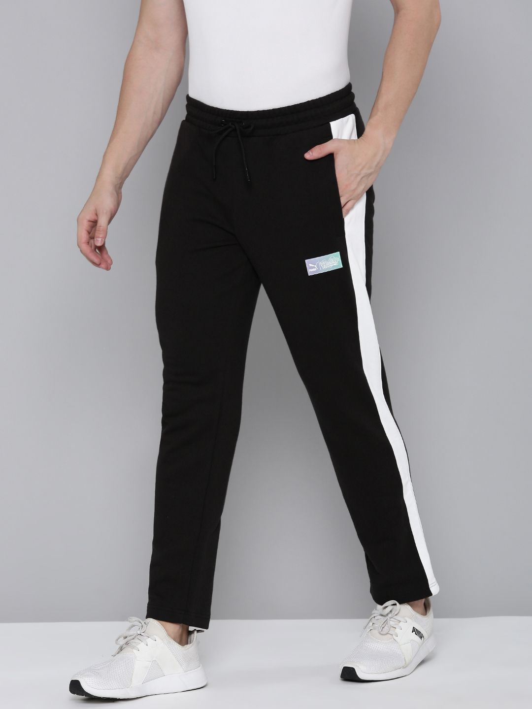  PUMA X SPONGEBOB T7 Men Pure Cotton Mid Rise Striped Regular Fit Outdoor Track Pants