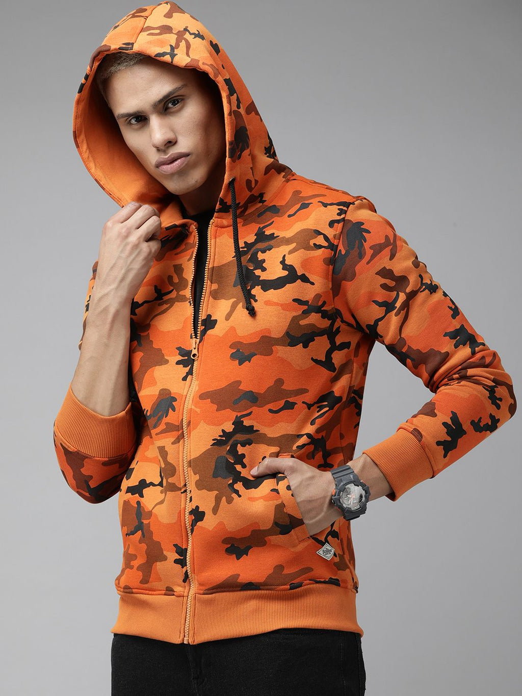 Roadster Men Printed Hooded Sweatshirt