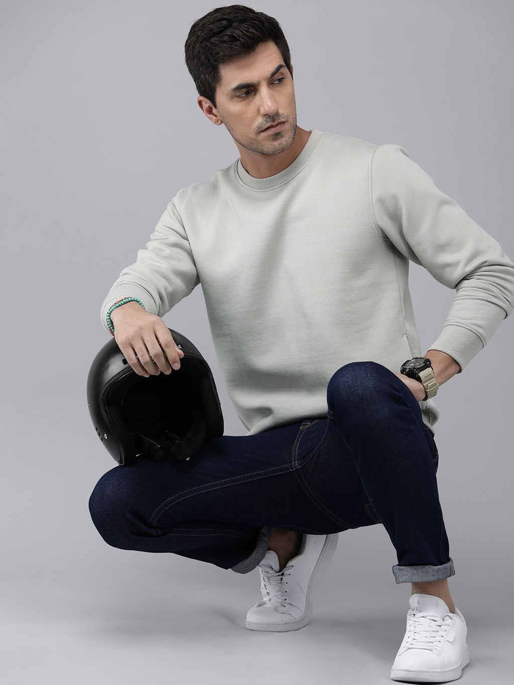  The Roadster Lifestyle Co. Men Solid Sweatshirt