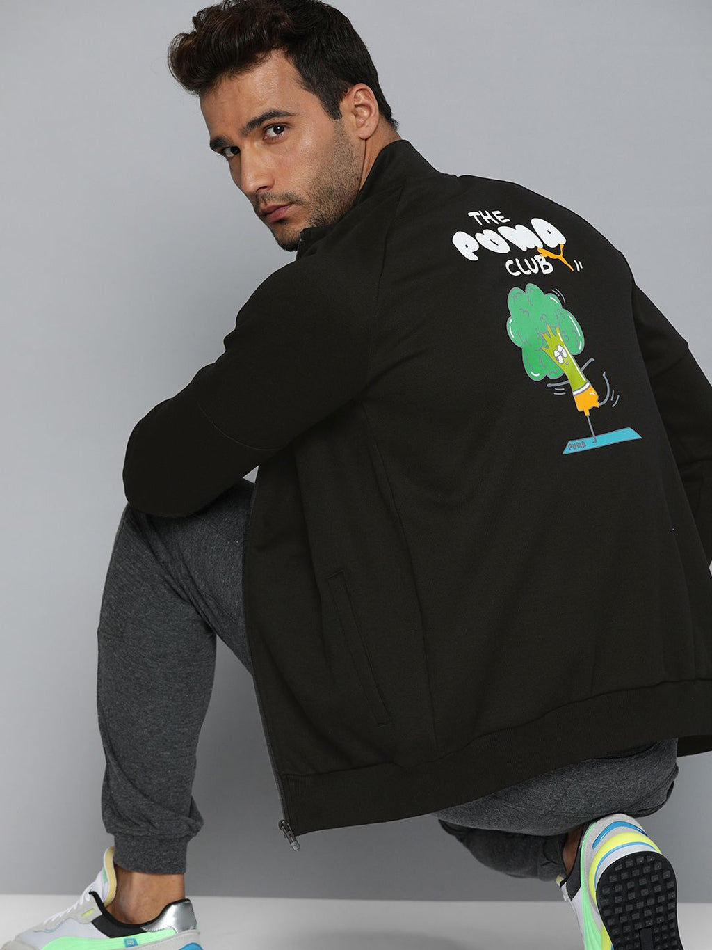  Puma Men Slim Fit Graphic Printed Back Full-Zip Front Open Track Sweatshirt