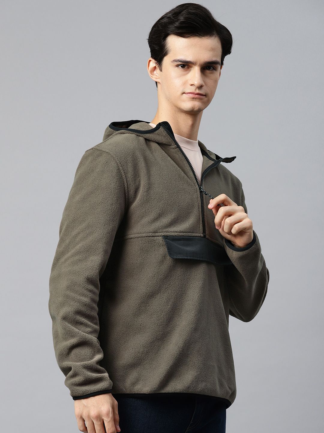  Marks & Spencer Fleece Hooded Half Zipper Sweatshirt