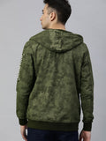  WROGN Men Olive Green Camouflage Printed Hooded Sweatshirt
