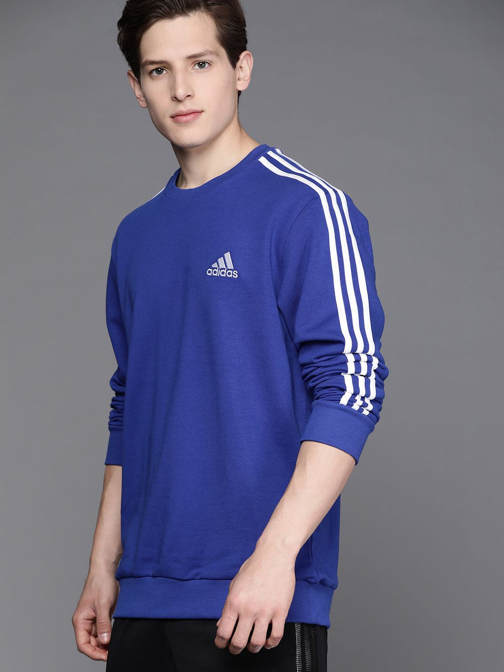  ADIDAS Men Blue& White 3S French Terry Sustainable Sweatshirt
