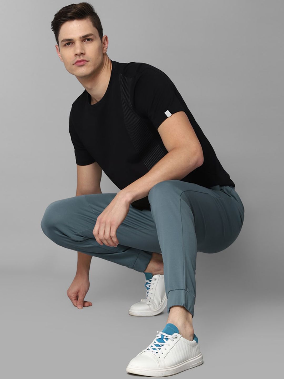  Louis Philippe ATHPLAY Men Blue Solid Slim Fit Joggers