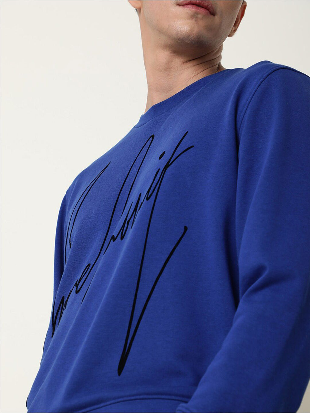  RARE RABBIT Men Blue Printed Cotton Sweatshirt