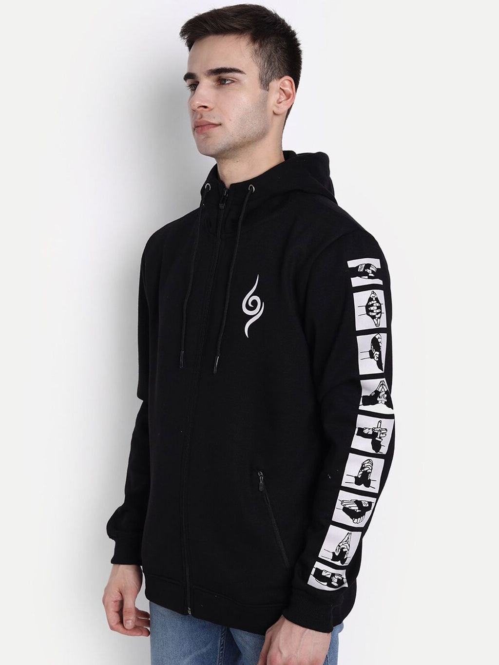  COMICSENSE Men Anime Printed Naruto Sensei Hooded Sweatshirt