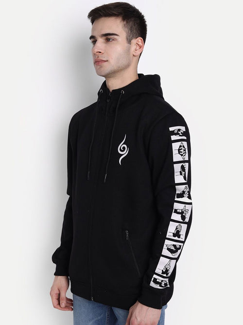  COMICSENSE Men Anime Printed Naruto Sensei Hooded Sweatshirt