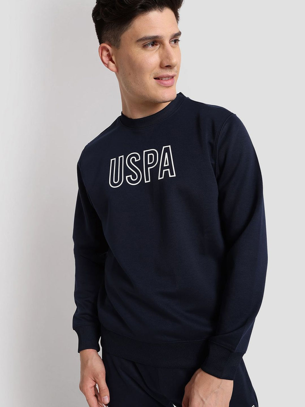  U.S. Polo Assn. Printed Round Neck Outline Logo Active Pullover Sweatshirt