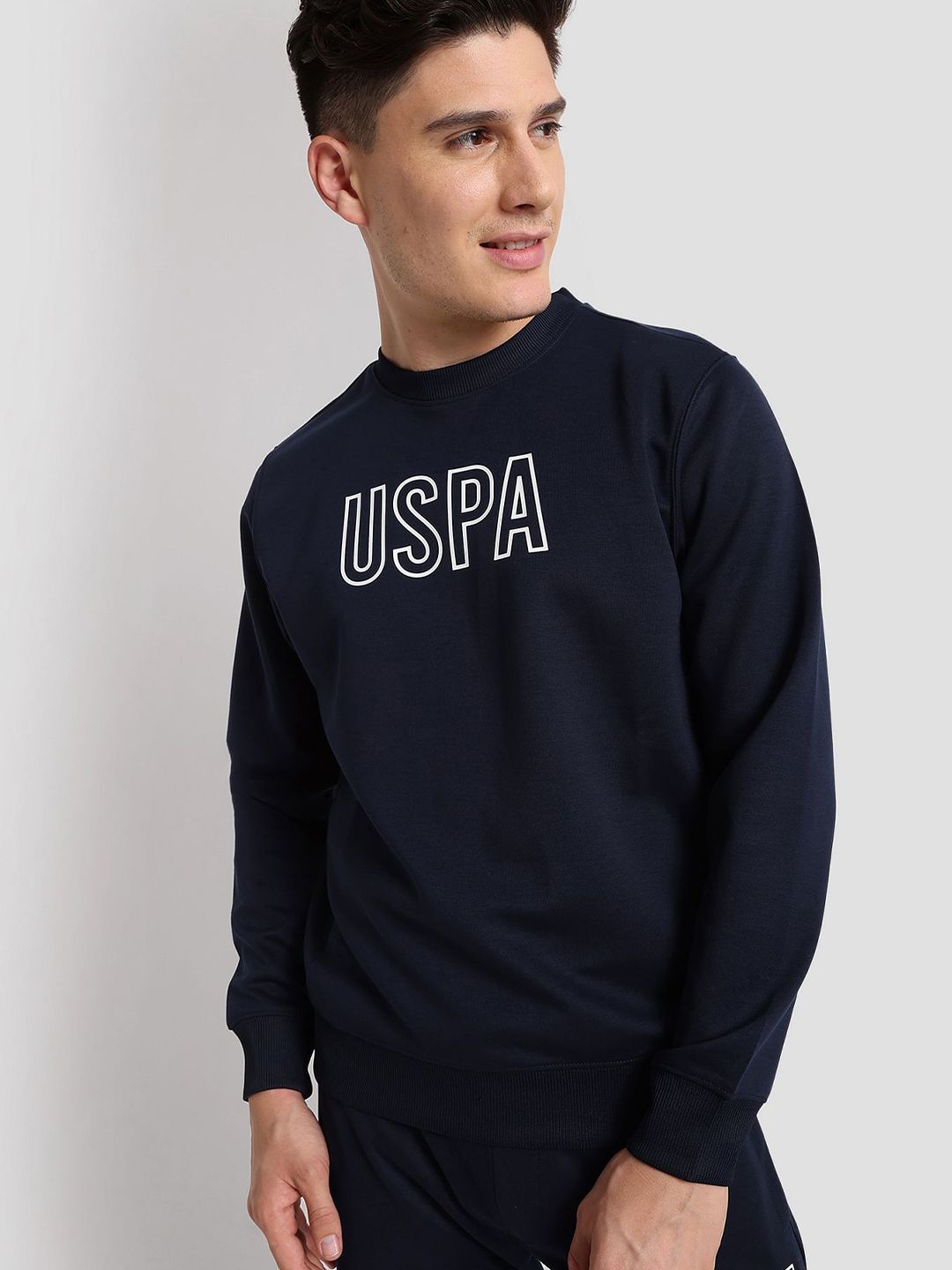  U.S. Polo Assn. Printed Round Neck Outline Logo Active Pullover Sweatshirt