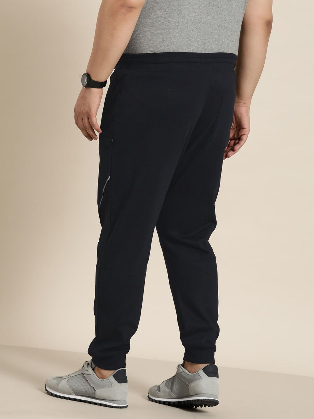  Sztori Men Plus Size Pure Cotton Joggerswith Reflective Stripes