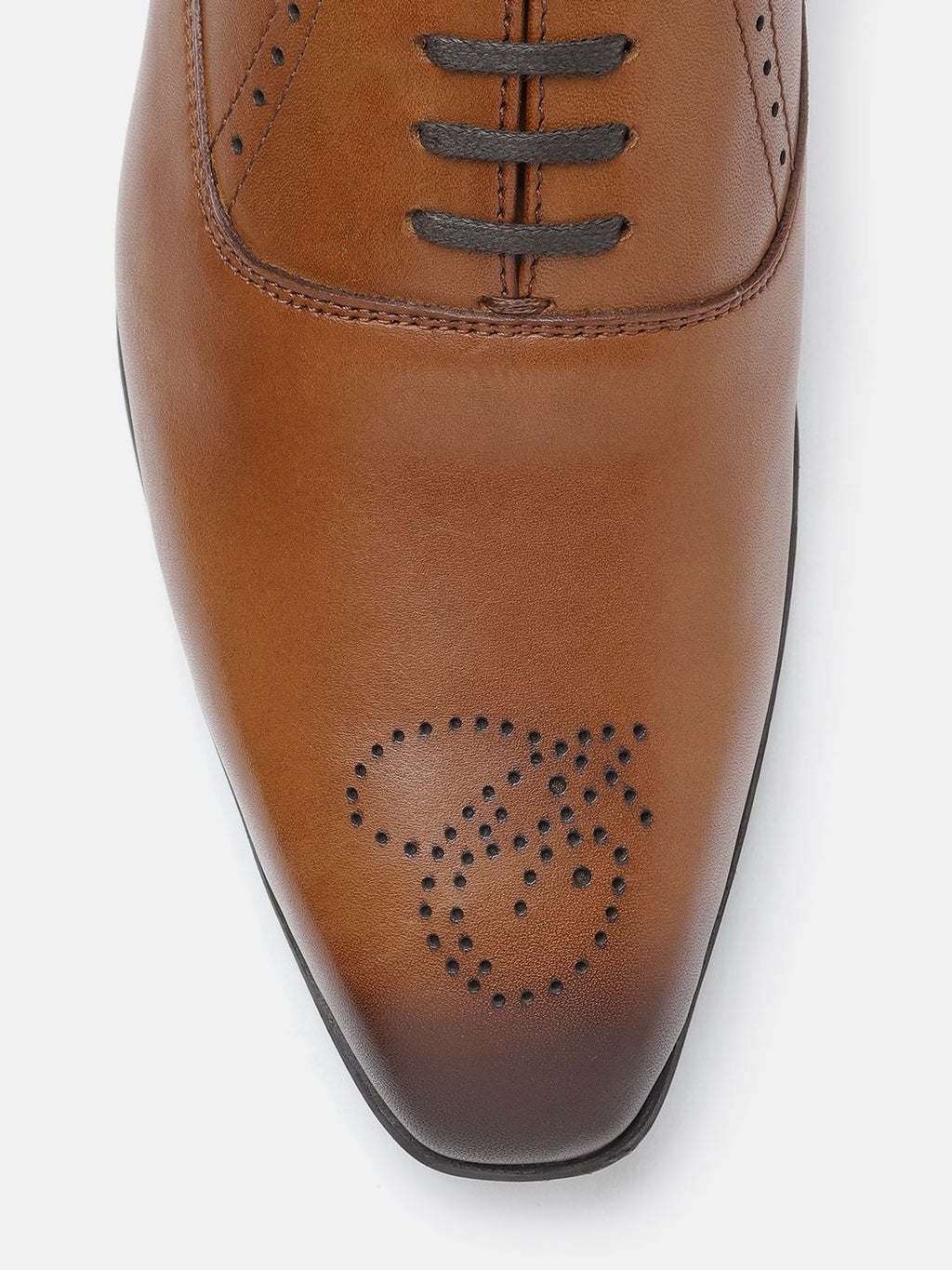  Louis Philippe Men Tan Brown Leather Formal Oxfords With Brogue Detail
