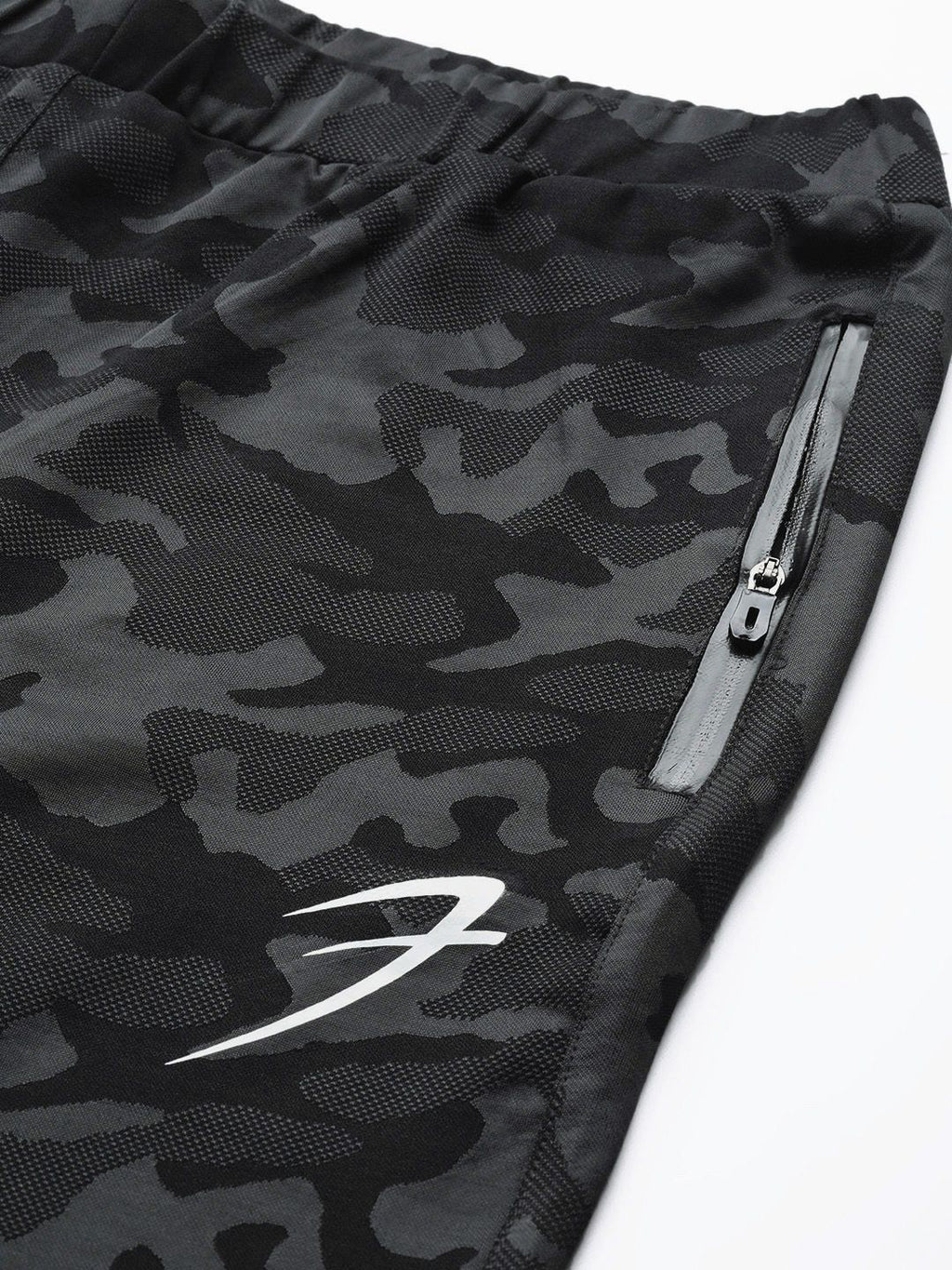  Fuaark Men Black & Charcoal Grey Slim Fit Camouflage Printed Training Joggers
