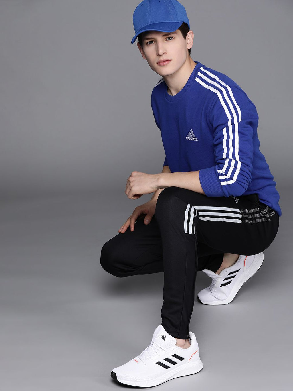  ADIDAS Men Blue& White 3S French Terry Sustainable Sweatshirt