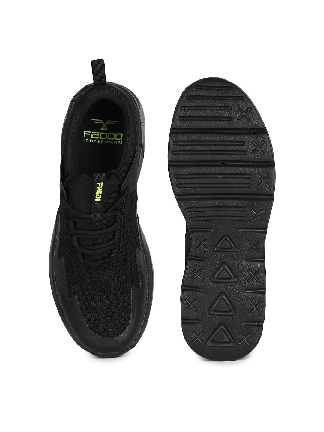  Flying Machine Men Black Mesh Walking Shoes