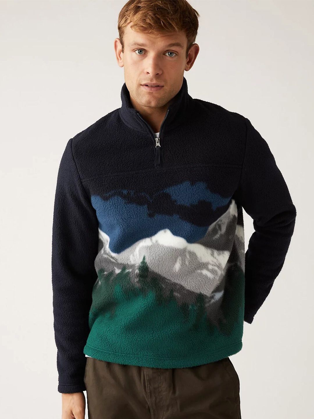  Marks & Spencer Men Abstract Printed Pullover Sweatshirt