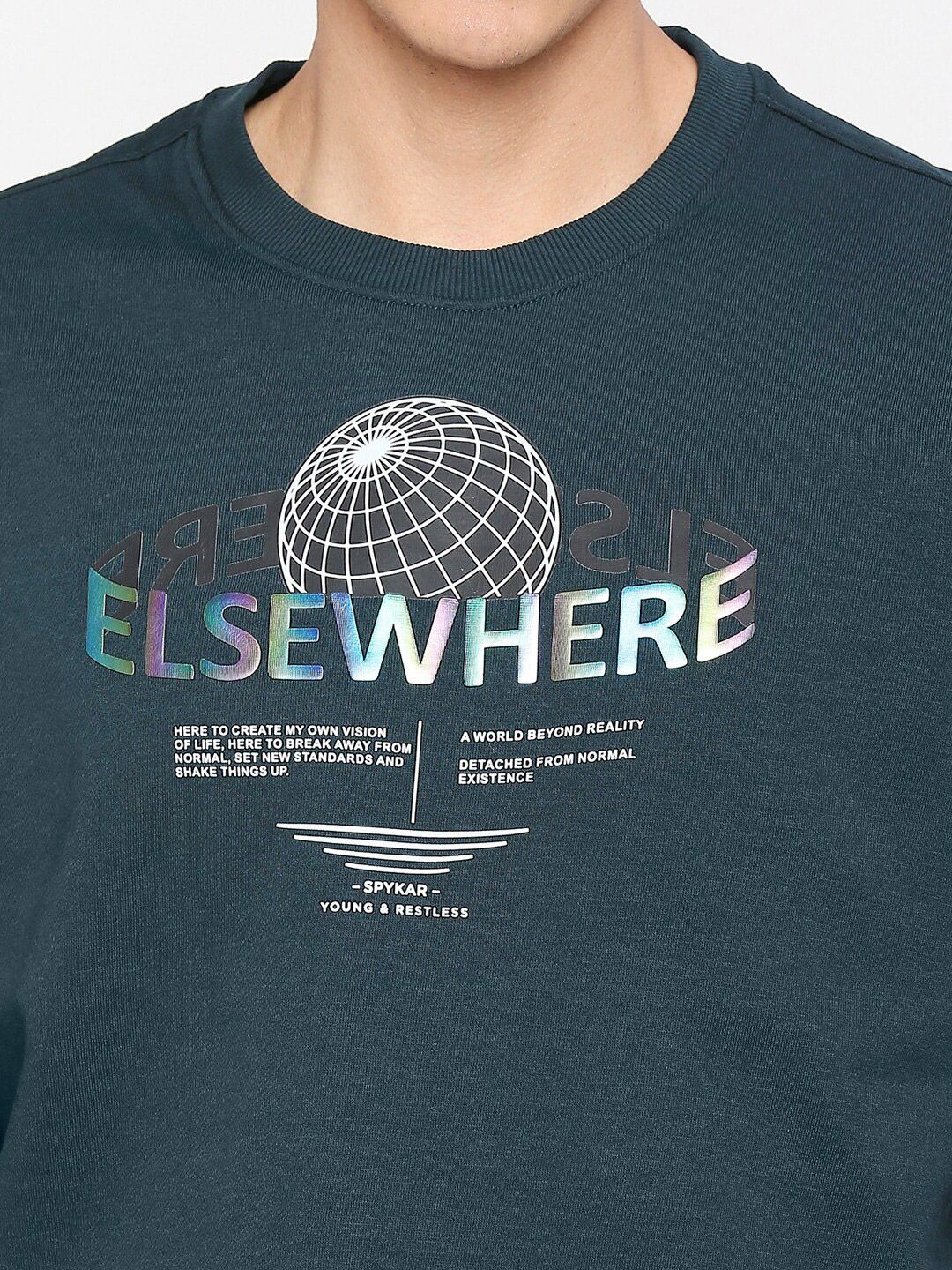  SPYKAR Graphic Printed Cotton Sweatshirt