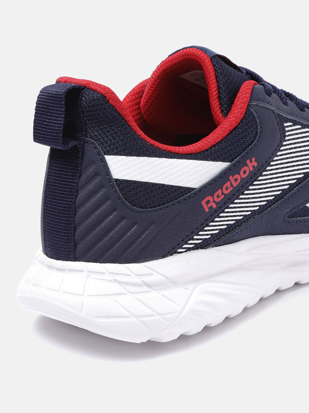  Reebok Men Navy Blue & White Woven Design Conclave Runner Shoes