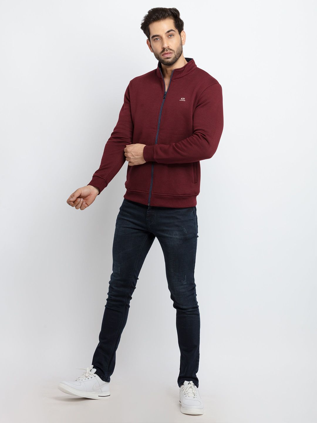  Status Quo Men Maroon Cotton Sweatshirt