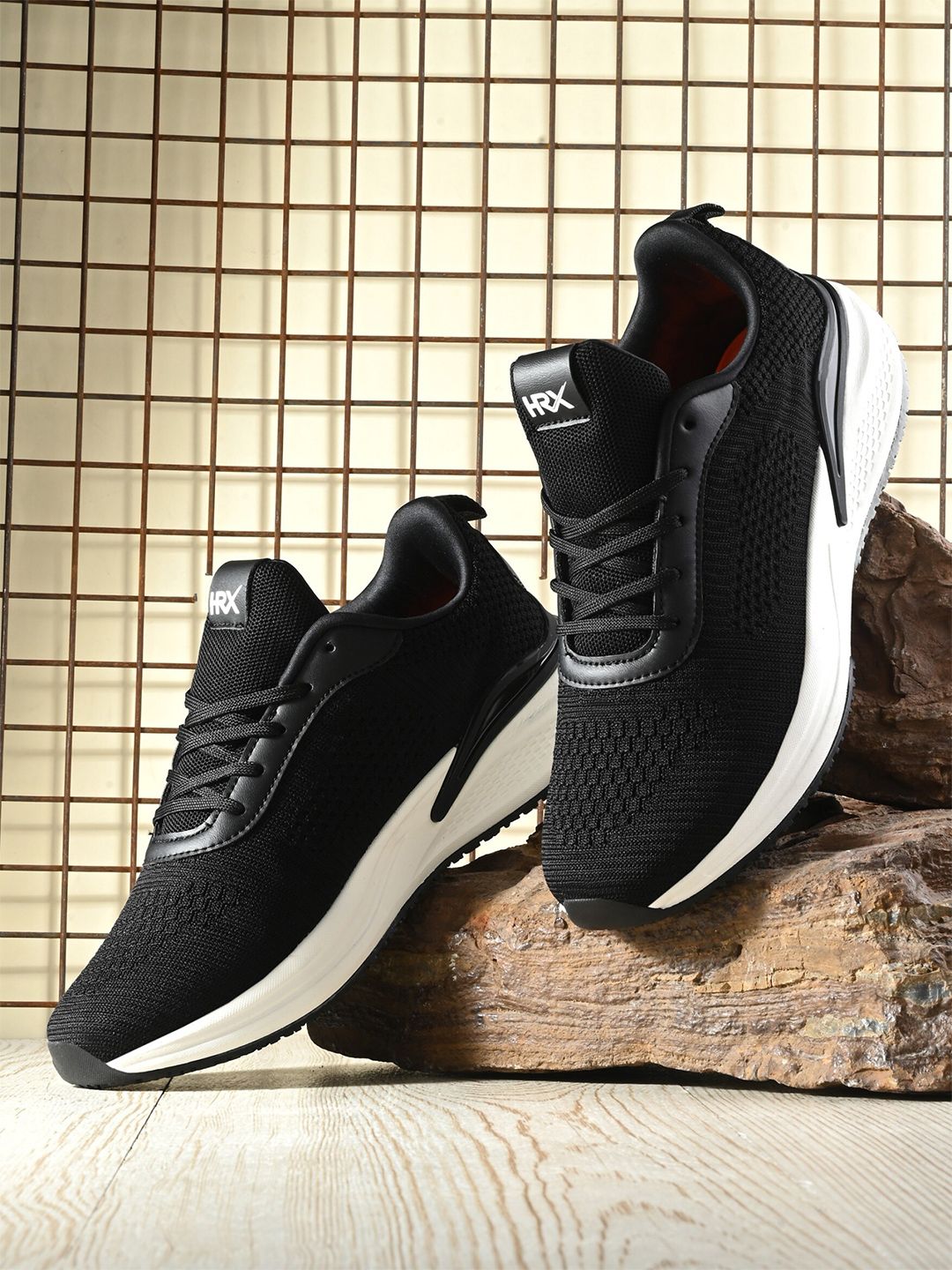  HRX By Hrithik Roshan Men Black Mesh Memory Foam Running Non-Marking Shoes