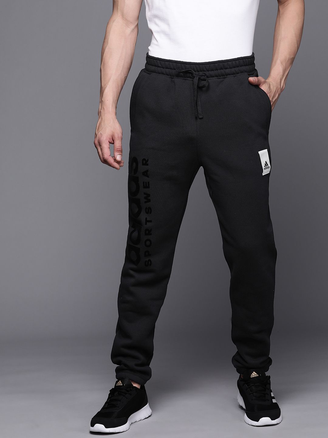  ADIDAS Men Brand Logo Print CAPS Joggers