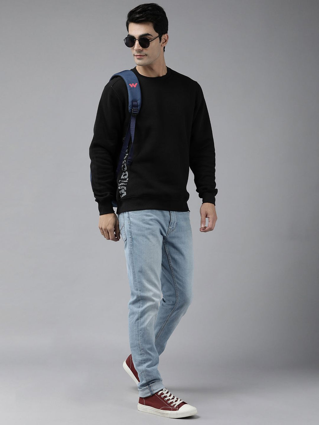  Wildcraft Men Black Solid Sweatshirt