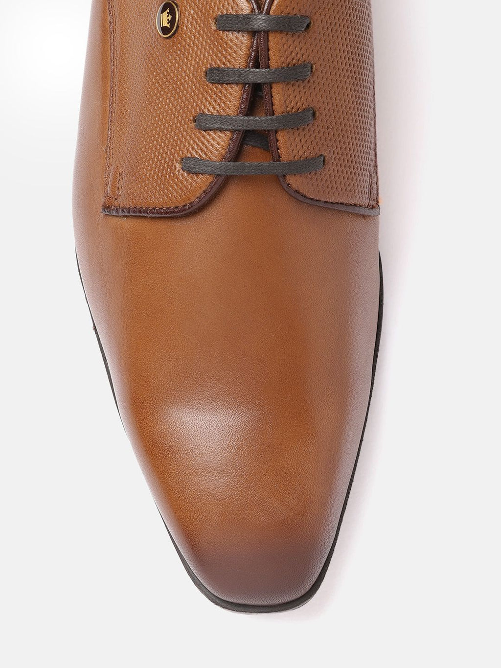  Louis Philippe Men Camel Brown Solid Leather Formal Derbys With Perforated Detail