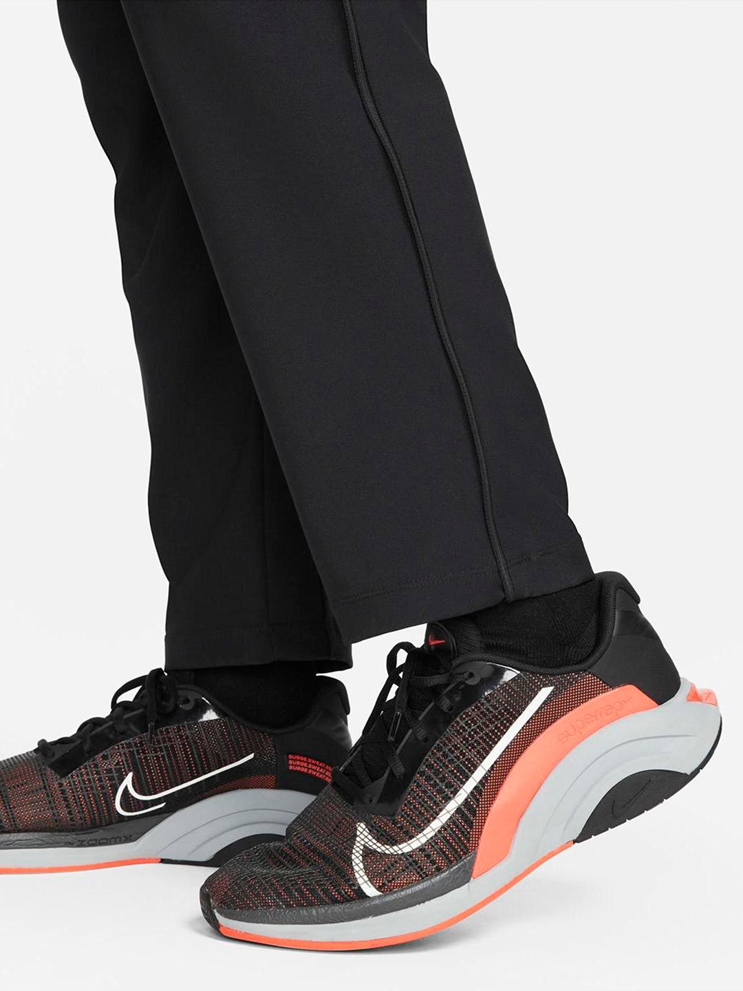  Nike Men Black Brand Logo Print Mid Rise Dry Fit Casual Track Pants