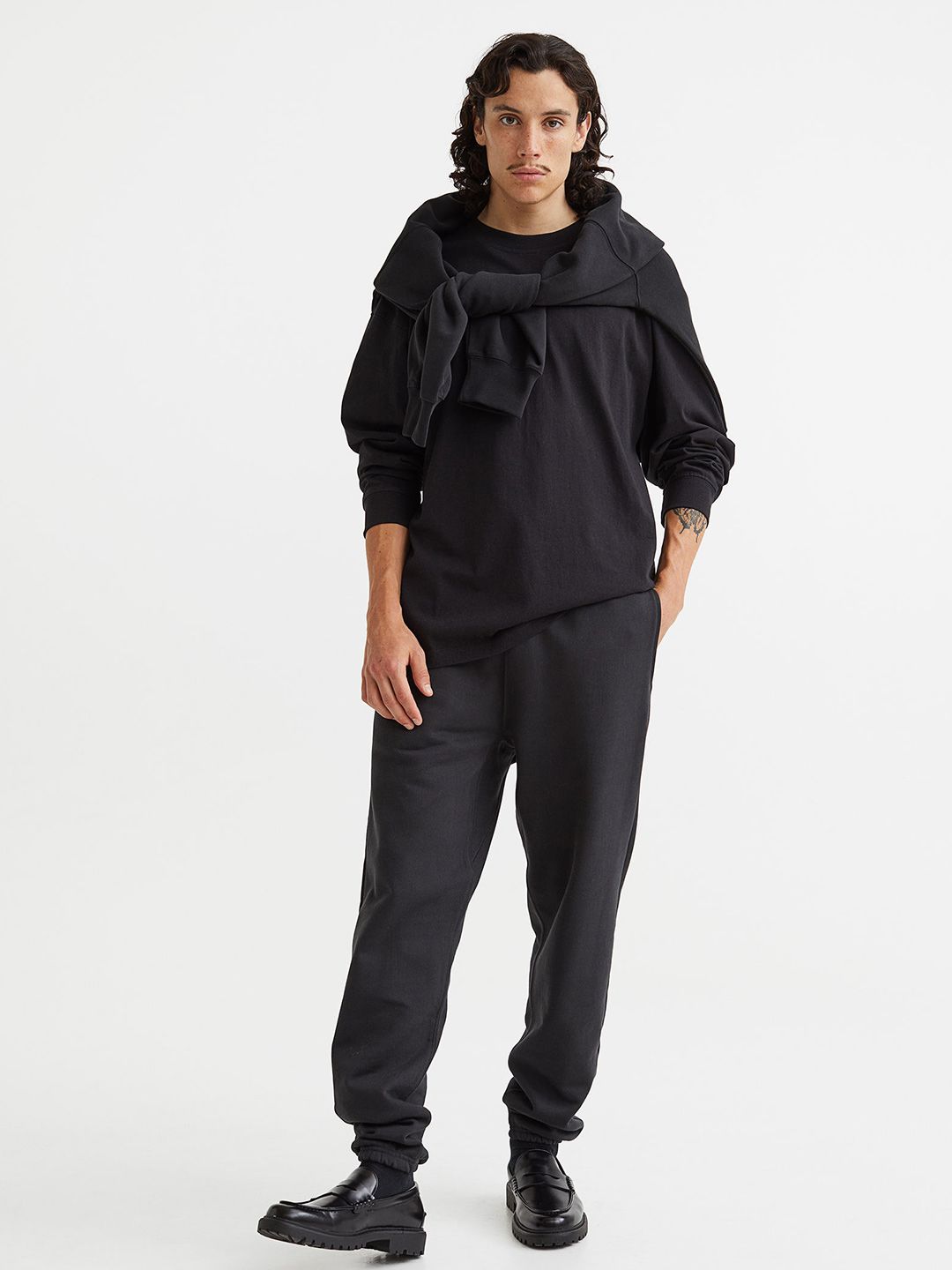  H&M Men Black Oversized Fit Cotton Top