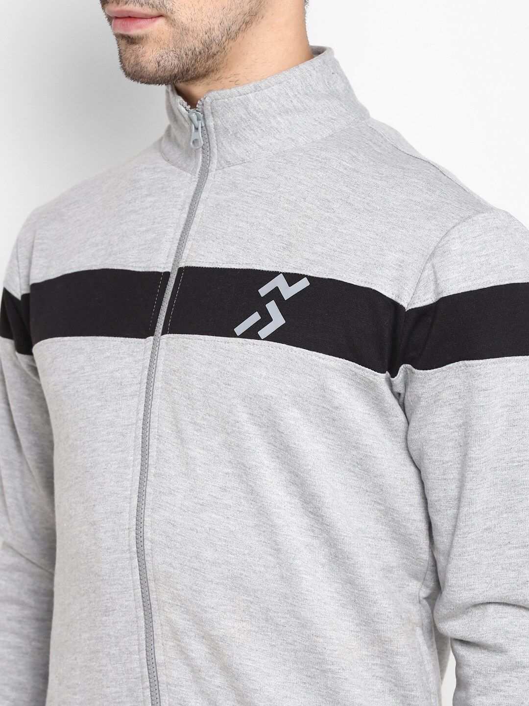  OFF LIMITS Men Grey Melange & Black Solid Track Suit