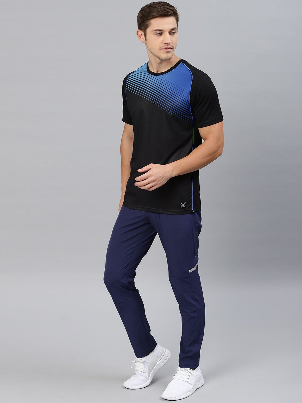  HRX By Hrithik Roshan Men Blue Solid Slim Fit Rapid-Dry Running Track Pants