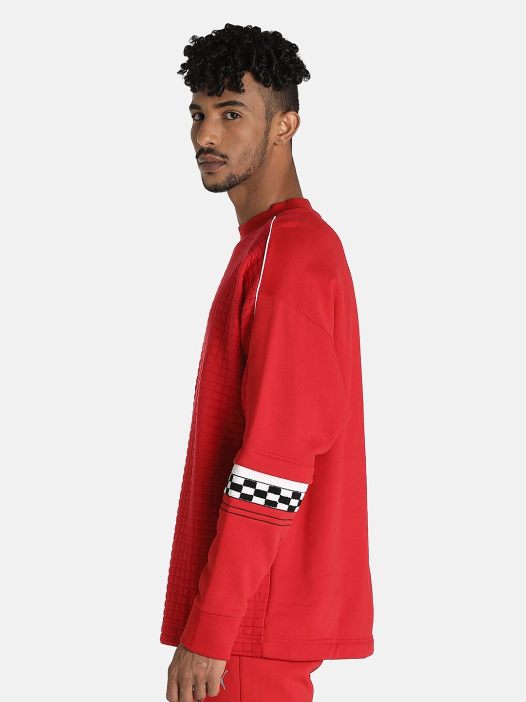  PUMA Motorsport Men Red Ferrari Race Statement Crew Solid Motor Sports Sweatshirt