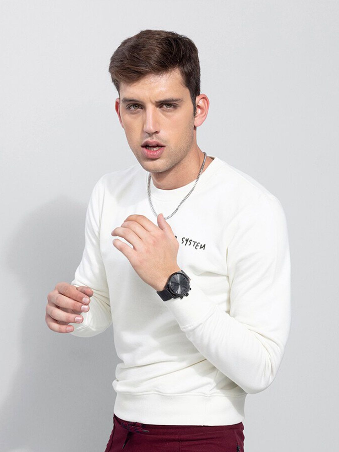  Snitch White Graphic Printed Cotton Sweatshirt
