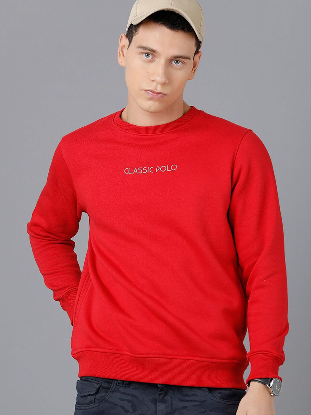  Classic Polo Men Red Cotton Sweatshirt