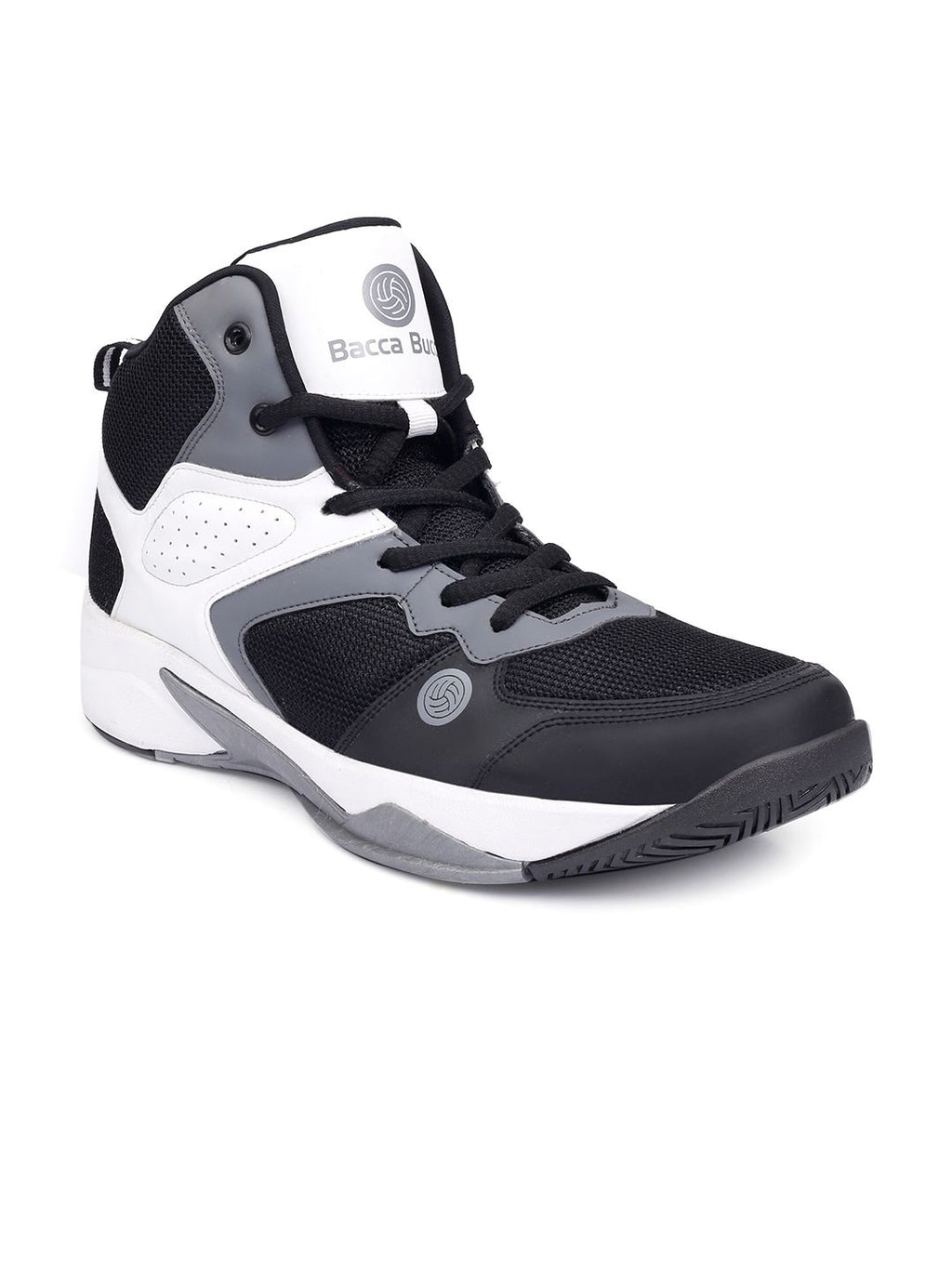  Bacca Bucci Men Black & Grey Mesh Mid-Top Basketball Shoes