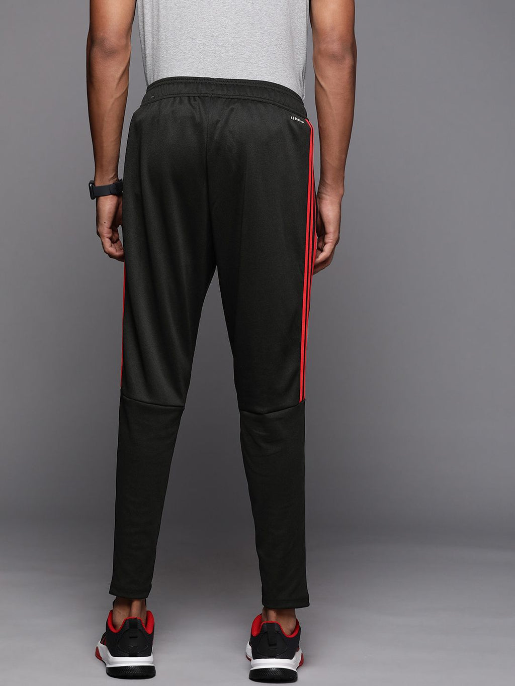  ADIDAS Men Black & Red Sereno Brand Logo Printed Side Striped Track Pants