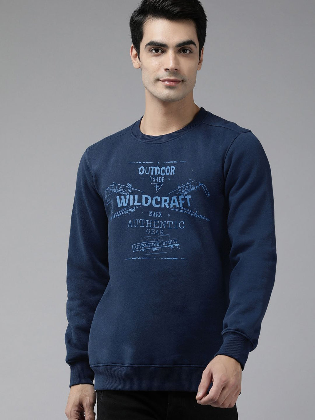  Wildcraft Men Navy Blue Brand Logo Printed Sweatshirt