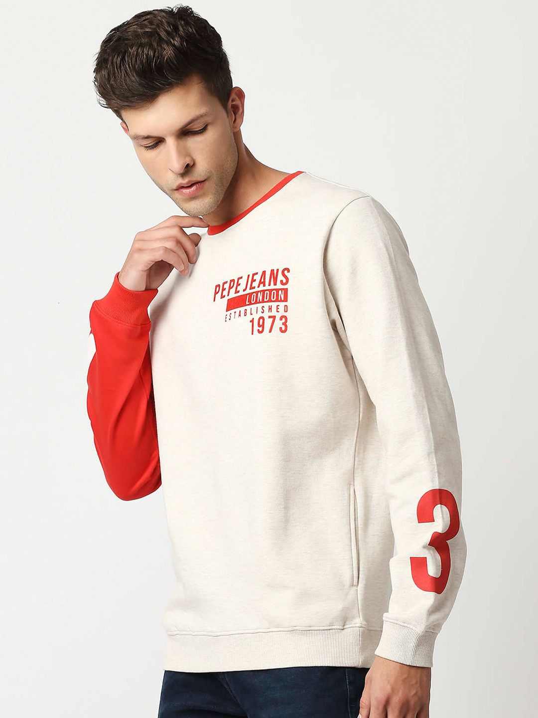  Pepe Jeans Men White Printed Sweatshirt