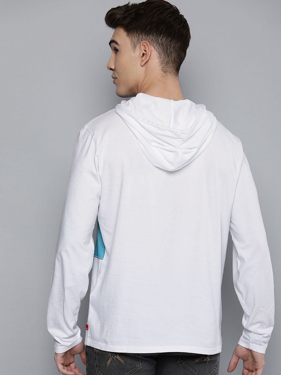  Levis Men White Printed Hooded Sweatshirt