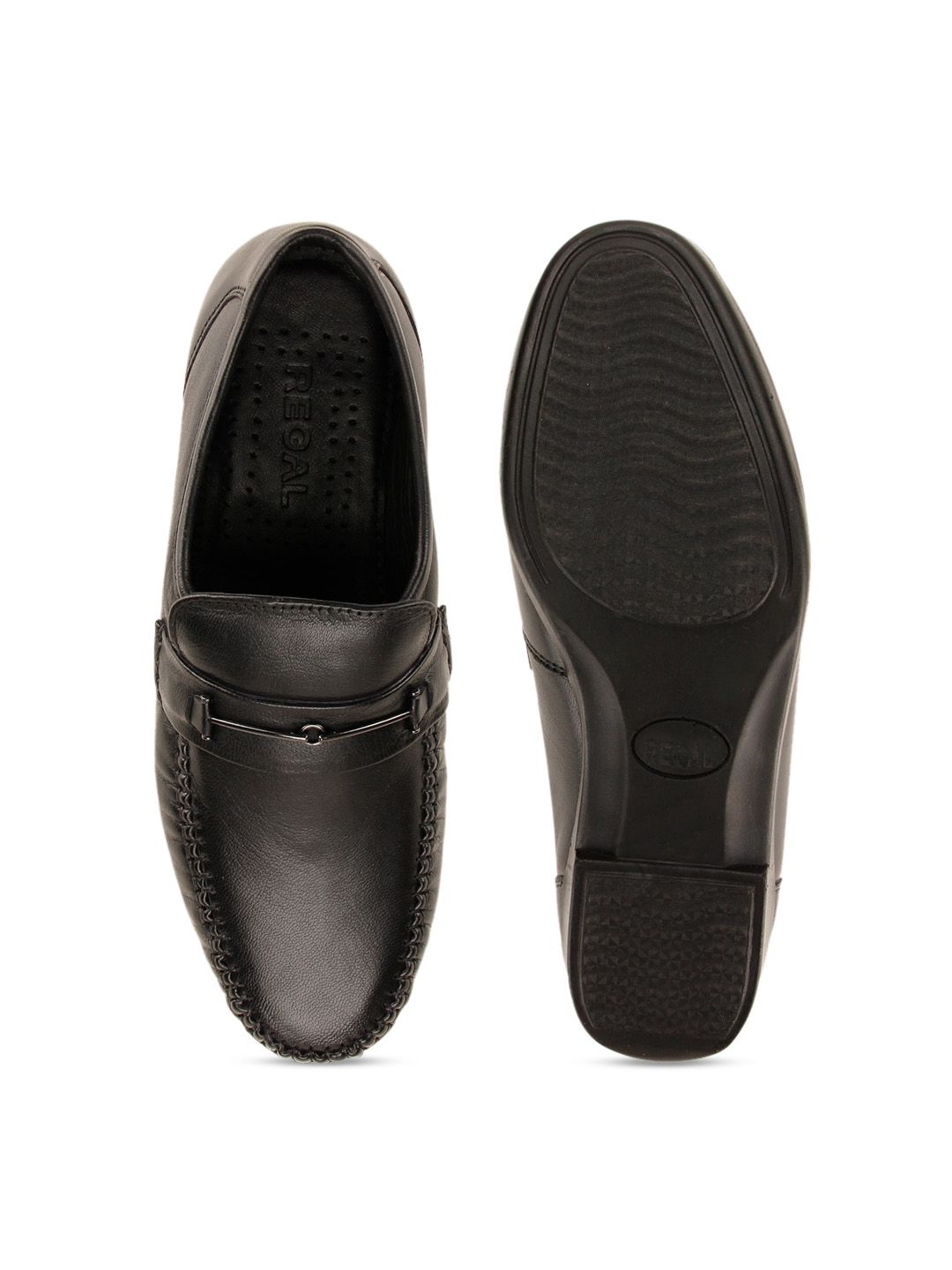 Regal Men Black Solid Slip-On Loafers