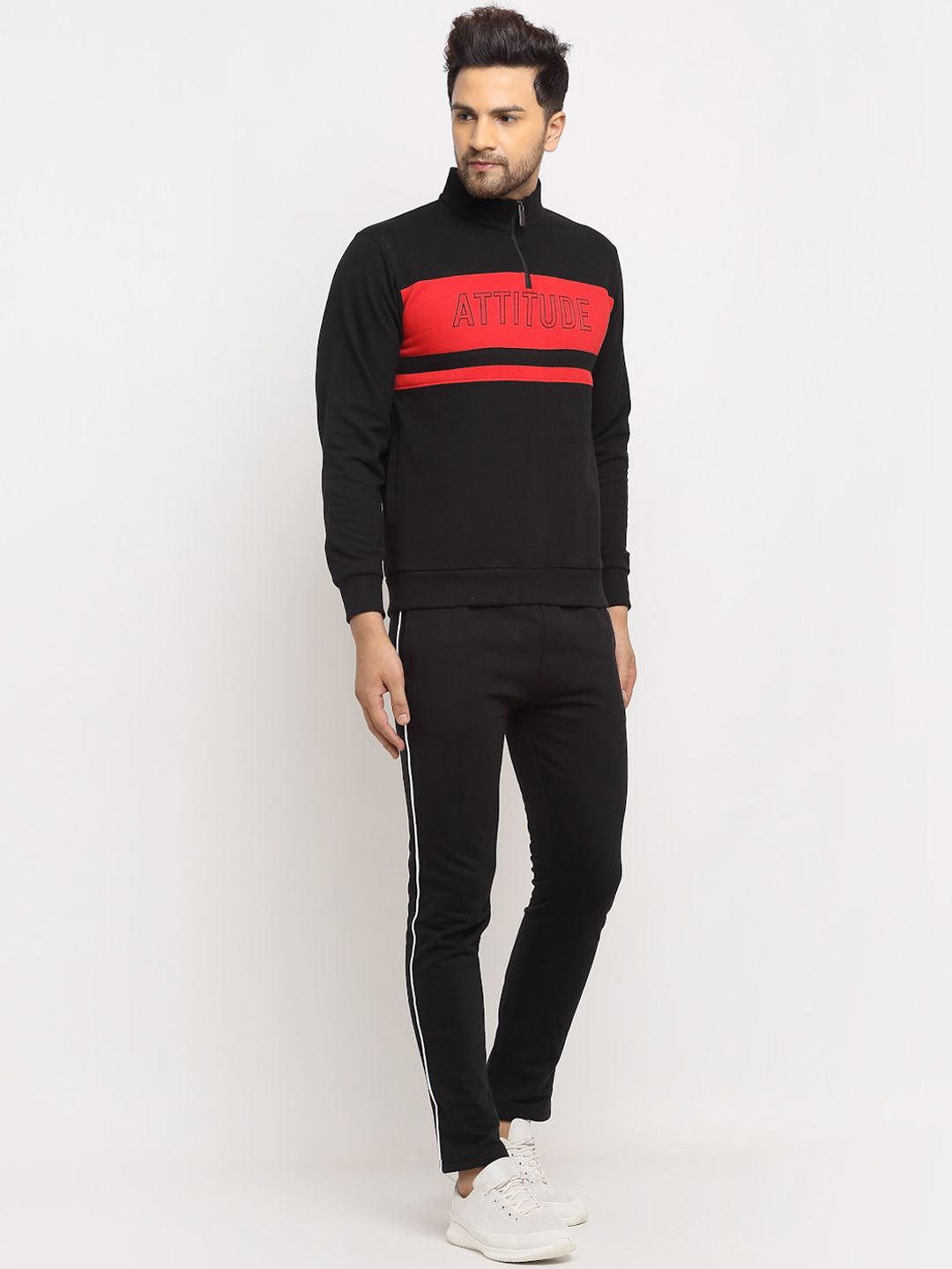  WILD WEST Men Black Colourblocked Winter Tracksuit