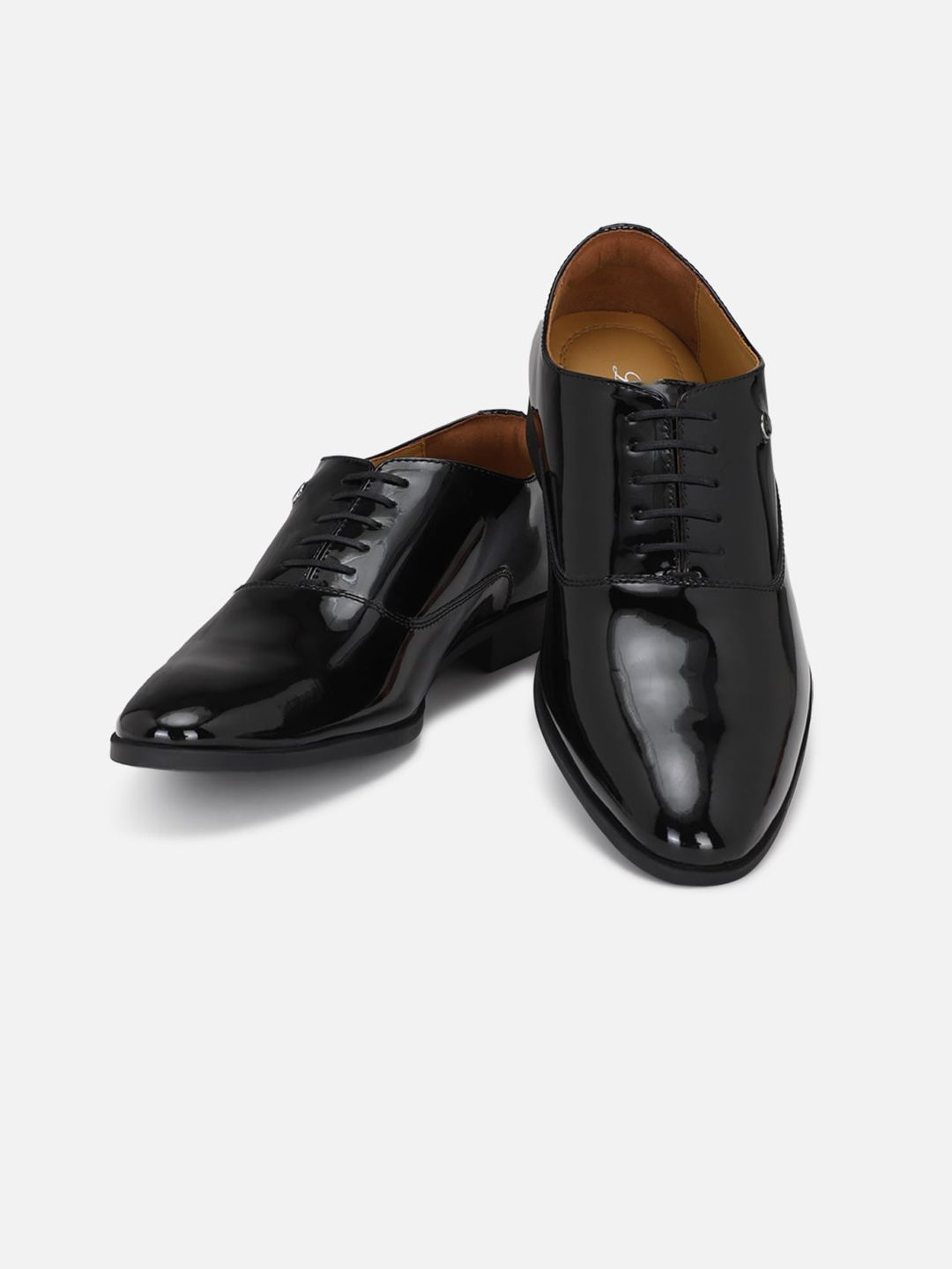  Louis Philippe Men Black Solid Leather Formal Derbys
