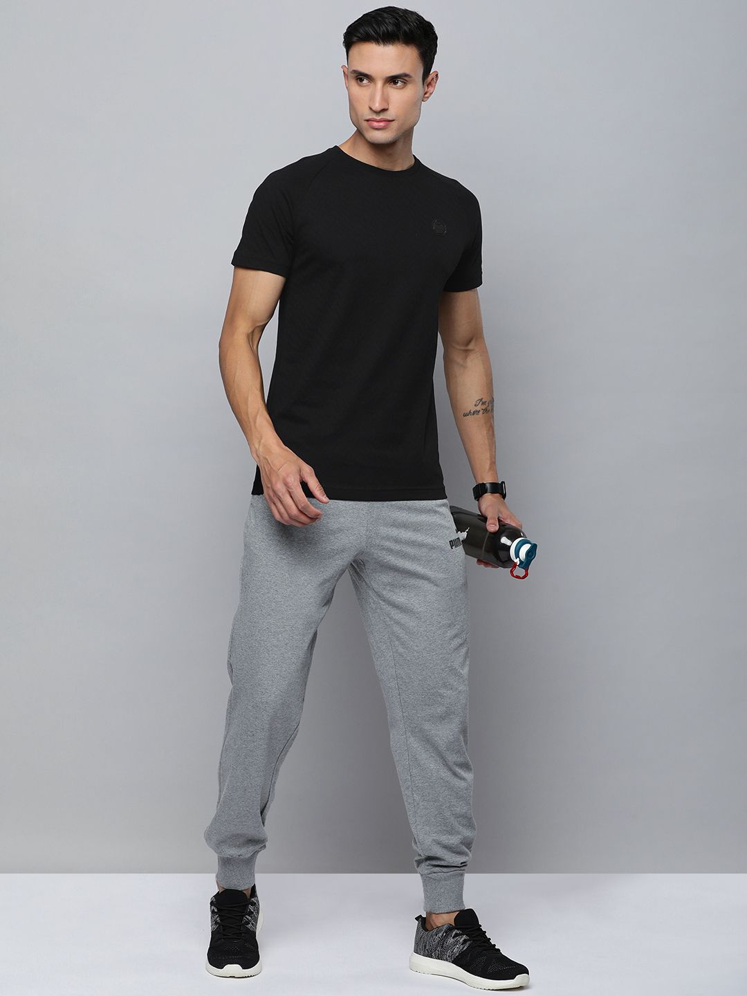  One8 X PUMA Men Pure Cotton Sports Slim Fit T-shirt With Applique Detail