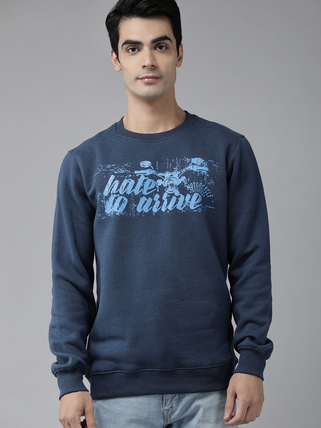 Wildcraft Men Navy Blue Typography Printed Sweatshirt